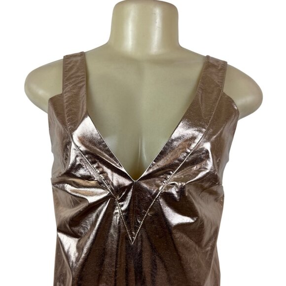 Mare Mare x Anthropologie Metallic Bronze Mini Dress With Flared Hem Sz XXS - Picture 4 of 9